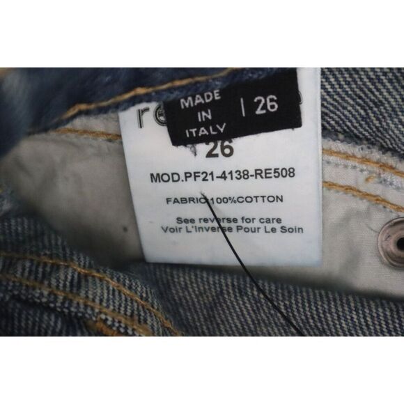 Retrofete Women's Sz 26 Blue Medium Wash Distressed High Waist Denim Shorts - Picture 4 of 5